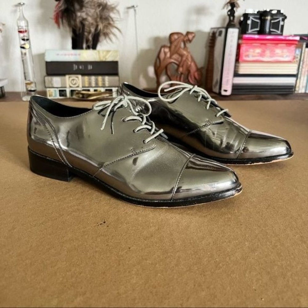 FCUK French Connection Maeko Silver Oxford Metallic Shoes